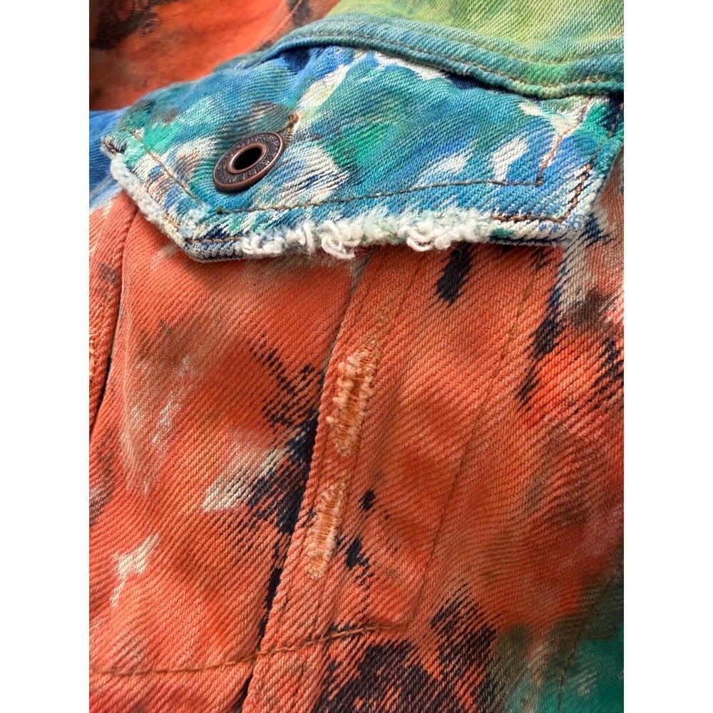 Off-White 2019 Multi-Color Tie-Dye Denim Jacket Virgil Abloh Mens XL - Picture 9 of 16